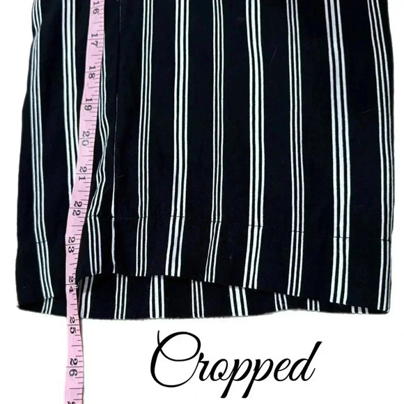 Ann Taylor LOFT Wide Leg Cropped Pants City Chic Striped Black White Small - Picture 9 of 10